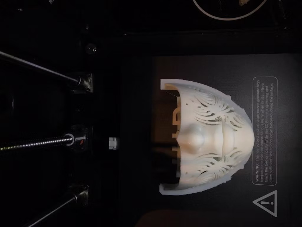 3D print of the custom mask in progress