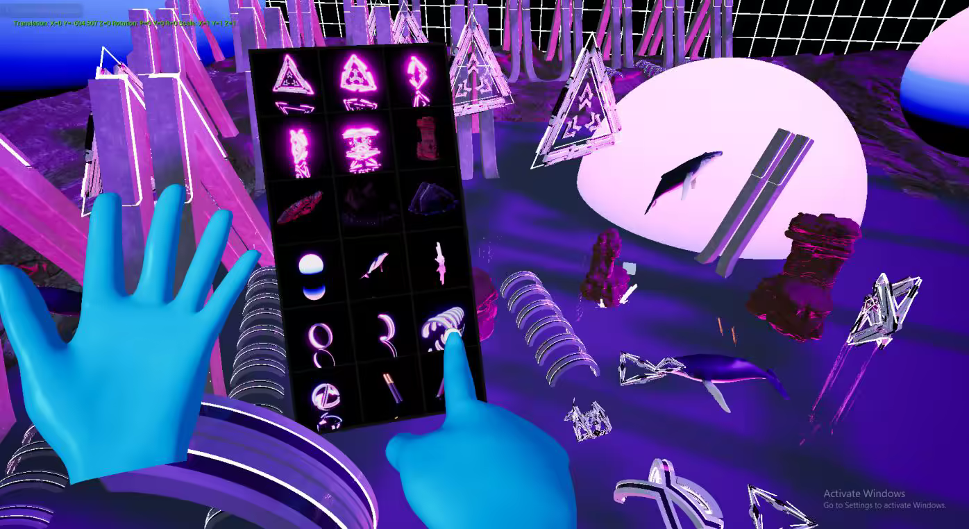AR interface scene overview inside the Holodeck environment