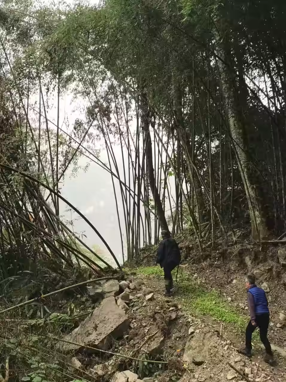 Hunters on the mountain trail