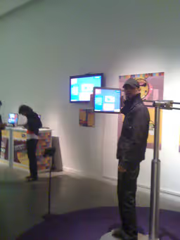 Documentation shot of the installation displaying a blue interface