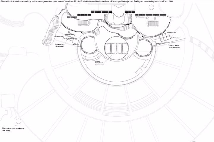 Top-view technical plan of the Vendimia 2015 site layout
